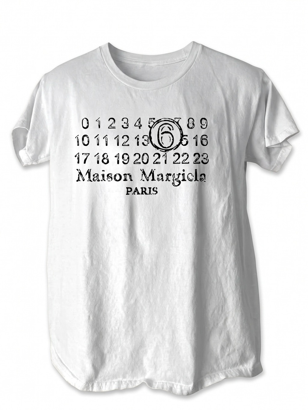 Gildan White Short Sleeve Tee with Black Numeric Graphic